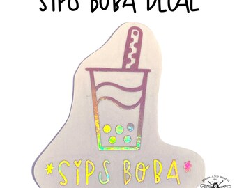 Boba decal, Bubble tea, Kawaii bubble tea, Holographic, Customizable, Bobs cup decal, Cute computer decal, Cute Kawaii decal, Kawaii
