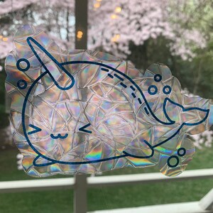 Kawaii narwhal suncatcher | Prism suncatcher | rainbow maker | rental decor | window cling | Suncatcher | Rainbow suncatcher | Narwhal