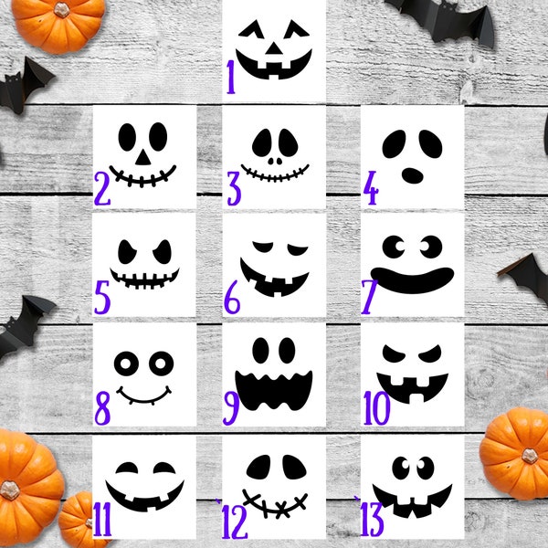 Single Decal, Pumpkin Faces, Halloween, Jack O Lantern, Halloween Decal, Vinyl Decal, Halloween Faces, Decorate a Pumpkin, Pumpkin Sticker