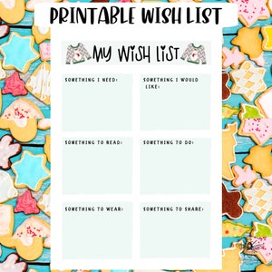 Wish list, Printable wish list, Christmas wish list, Hanukkah wish list, Instant printable, Gift wish list, Printable gift list,Holiday list