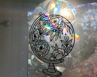 Floral globe suncatcher | Prism suncatcher | rainbow maker | rental decor | window cling | Suncatcher | Rainbow suncatcher | Globe