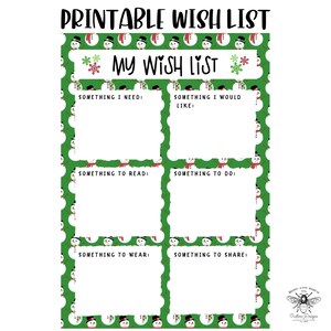 Wunschliste, druckbare Wunschliste, Weihnachtswunschliste, Chanukka-Wunschliste, Sofort druckbar, Geschenkwunschliste, druckbare Geschenkliste, Urlaubsliste