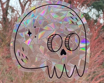 Skull suncatcher | Prism suncatcher | rainbow maker | rental decor | window cling | Suncatcher | Rainbow suncatcher