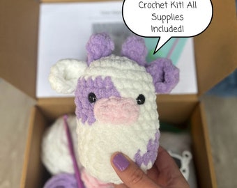 Cow Crochet Beginner KIT Mini Cow Learn to Crochet Amigurumi DIY