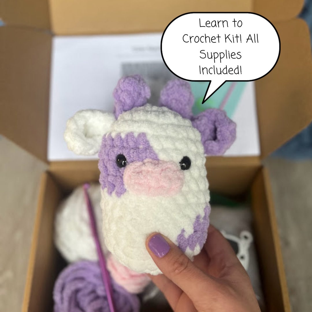 Cow Crochet Beginner KIT Mini Cow Learn to Crochet Amigurumi DIY