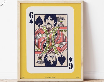 George Harrison, The Beatles, Sgt. Pepper's, King of Spades, Illustration, Downloadable print, Printable illustration, Poster,  Wall art