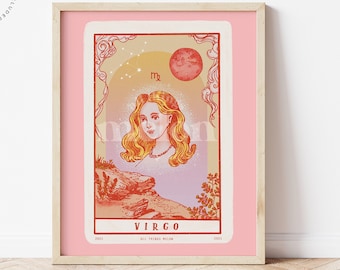 Virgo , Zodiac Sign , Horoscope, Illustration, Downloadable print, Printable illustration, Poster,  Wall art