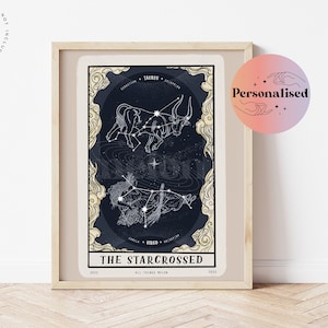 Personalised Zodiac Connection Print, Tarot, Constellation Star Sign Wall Art, Birthday Ideas, Downloadable print, Poster