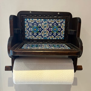 Paper Towel Talavera Tile Wood Holder