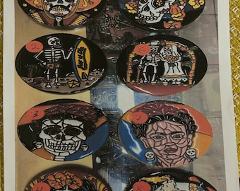 Round Talavera Tiles, Day of the Dead, Suns, Frida
