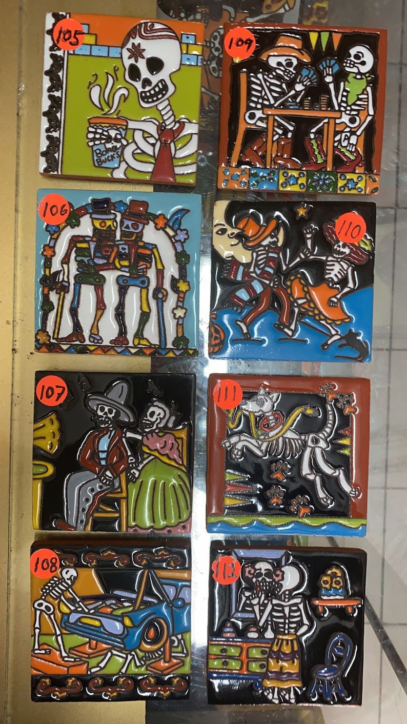 Variety Day of the Dead Tiles 4x4in - Etsy