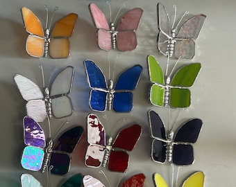 ANY COLOR Stained Glass Butterflies with and without Magnet. Butterflies , butterfly suncatcher, celebration of life, funeral favors