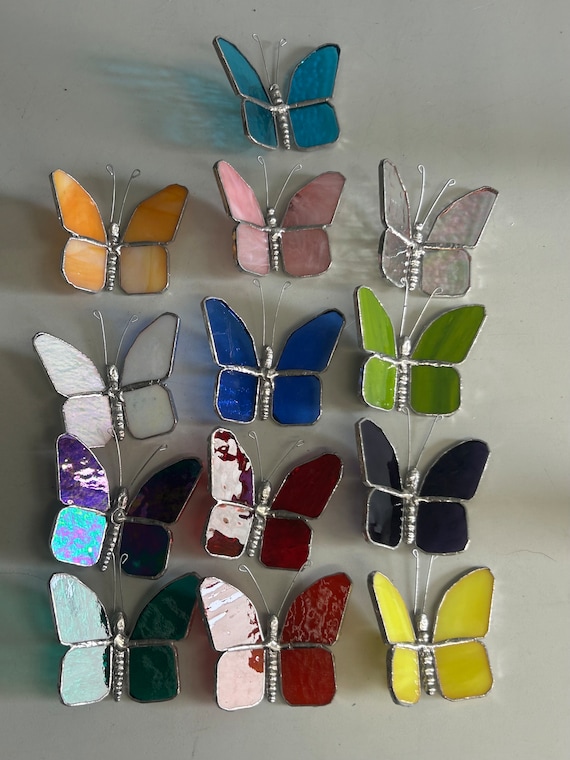 ANY COLOR Stained Glass Butterflies with and without Magnet. Butterflies , butterfly suncatcher, celebration of life, funeral favors