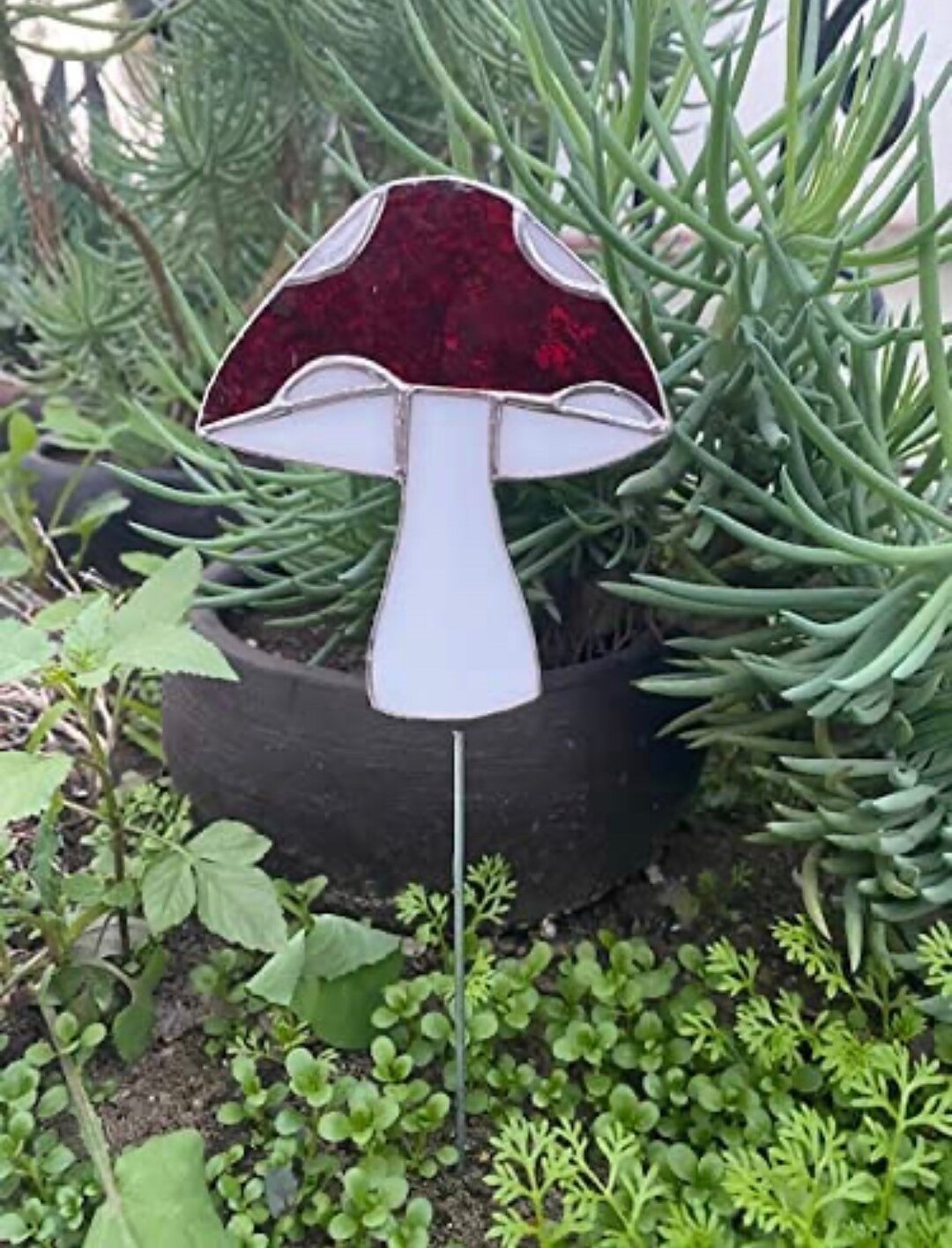 Stained Glass Mushroom With Rod - Etsy