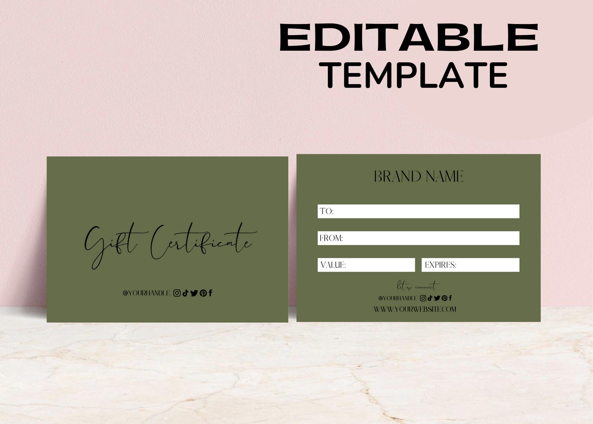 Editable Gift Card Template Printable Gift Certificate Etsy Canada