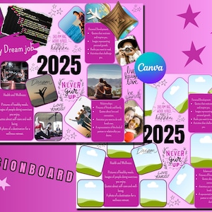 Digital Vision Board Canva Template: 2025 Goal Planner (Digital Download)