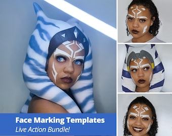 Ahsoka Live Action Digital Face Marking Templates & Guide | Complete Bundle!