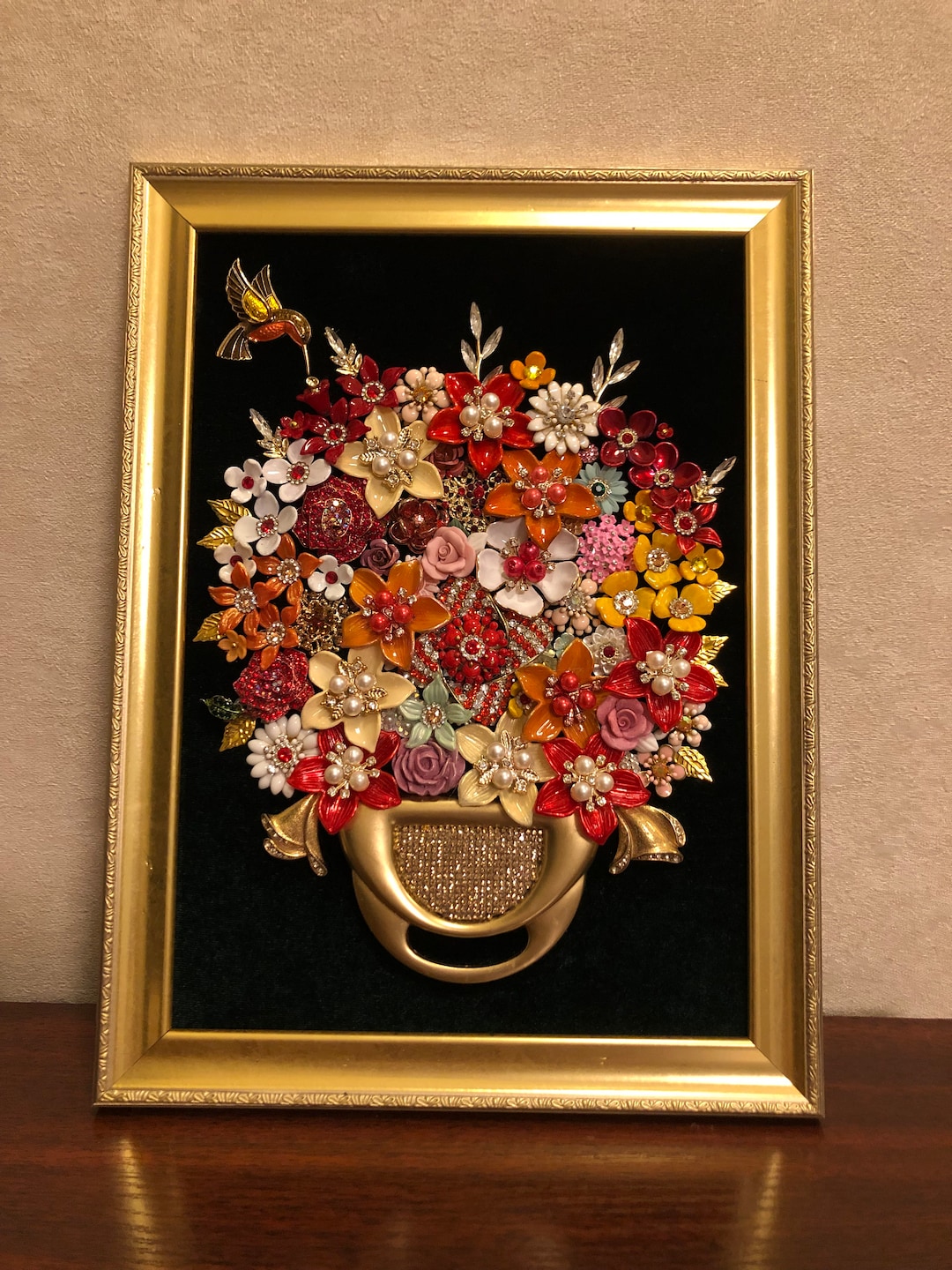Framed Art Flower Bouquet, Jeweled Framed ,mother's Day Gift , Birthday