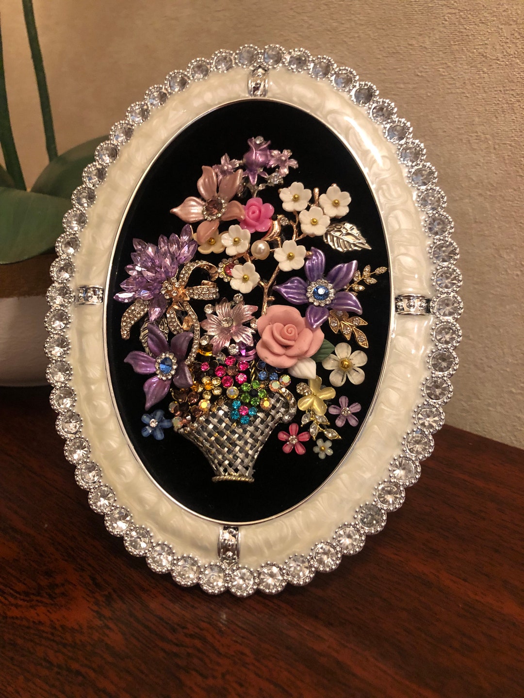 Framed Art Flower Bouquet, Jeweled Framed ,mother's Day Gift , Birthday ...