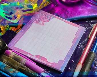 Pink HUD Sticky Pad | Cute Stationery | Space Tech Sticky Pad | Desk Accessories