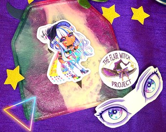 Pegatina holográfica de bruja / Holo Print, paquete de hojas de pegatinas / Proyecto Flair Witch