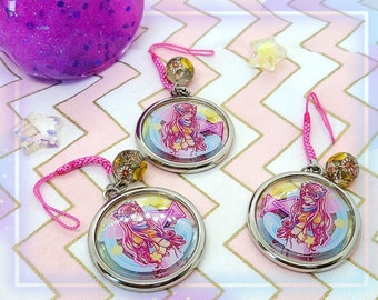 Pastell Retro Mädchen Charm | Metallrahmen Acryl
