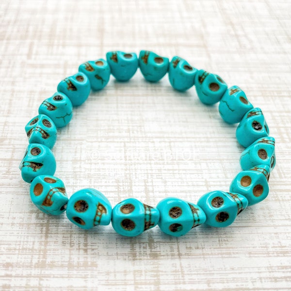 Bracelet Crâne Turquoise | 8mm