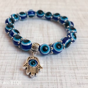 Evil Eye Bracelet | Mal de Ojo| Malfortune Repellent | Protection Symbol |Blue Turkish Beads