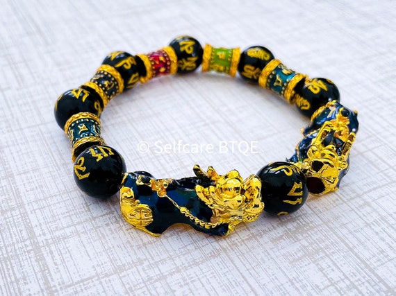 Feng Shui Black Obsidian Wealth Bracelets Men Color Changed Pi Xiu Bracelets  Women 10mm Dragon Mantra Bead Bangle Lucky Jewelry-21cm-8.3inch |  M.catch.com.au