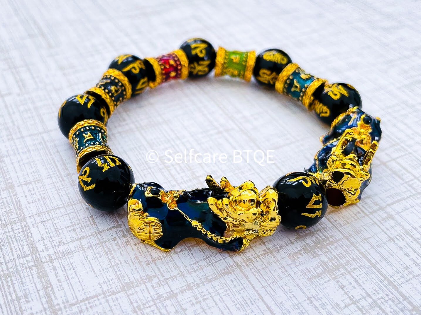 Feng Shui Double Good Luck Charm Piyao Pixiu Bracelet 12mm Etsy
