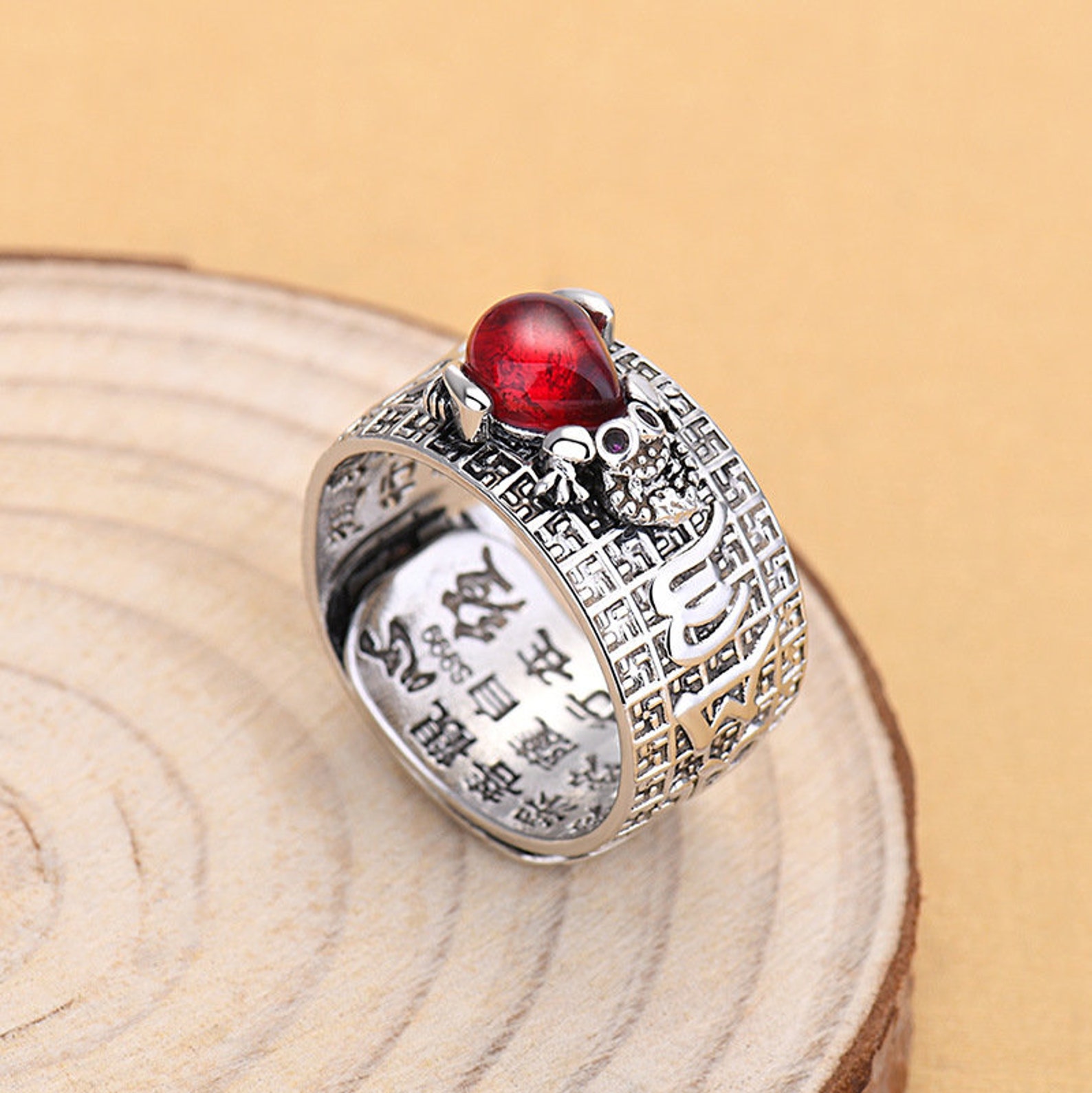 feng shui pixiu mantra ring sterling silver feng shui pixiu mantra ring sterling silver