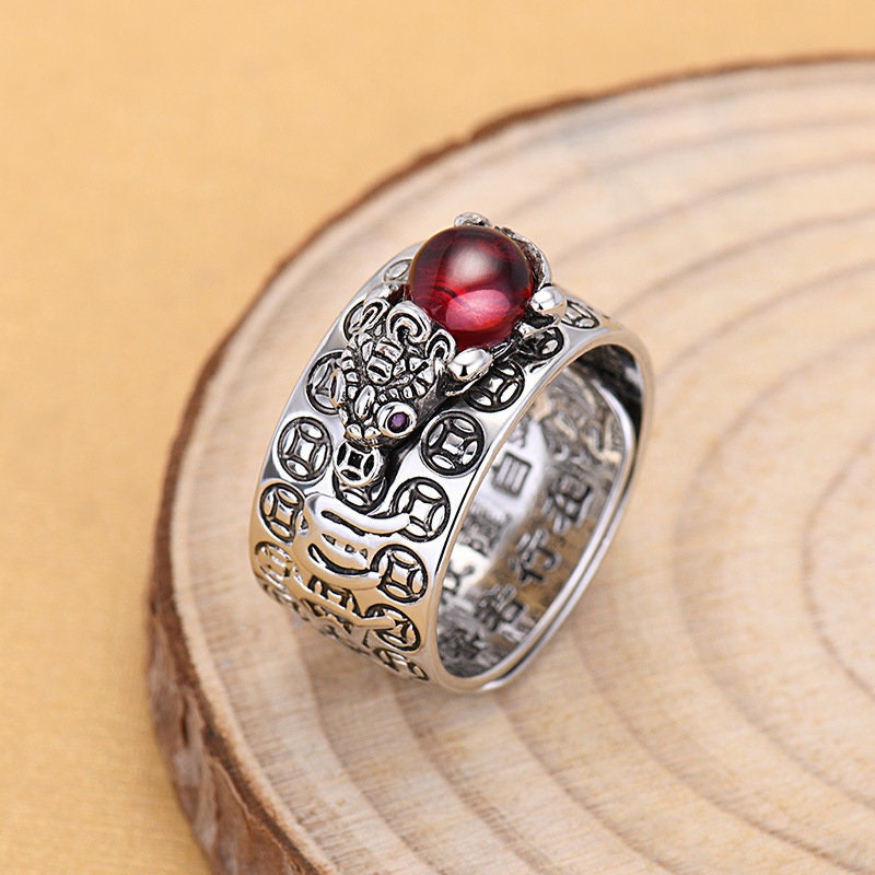 Feng Shui Pixiu Mantra Ring Wealth Protection - Etsy