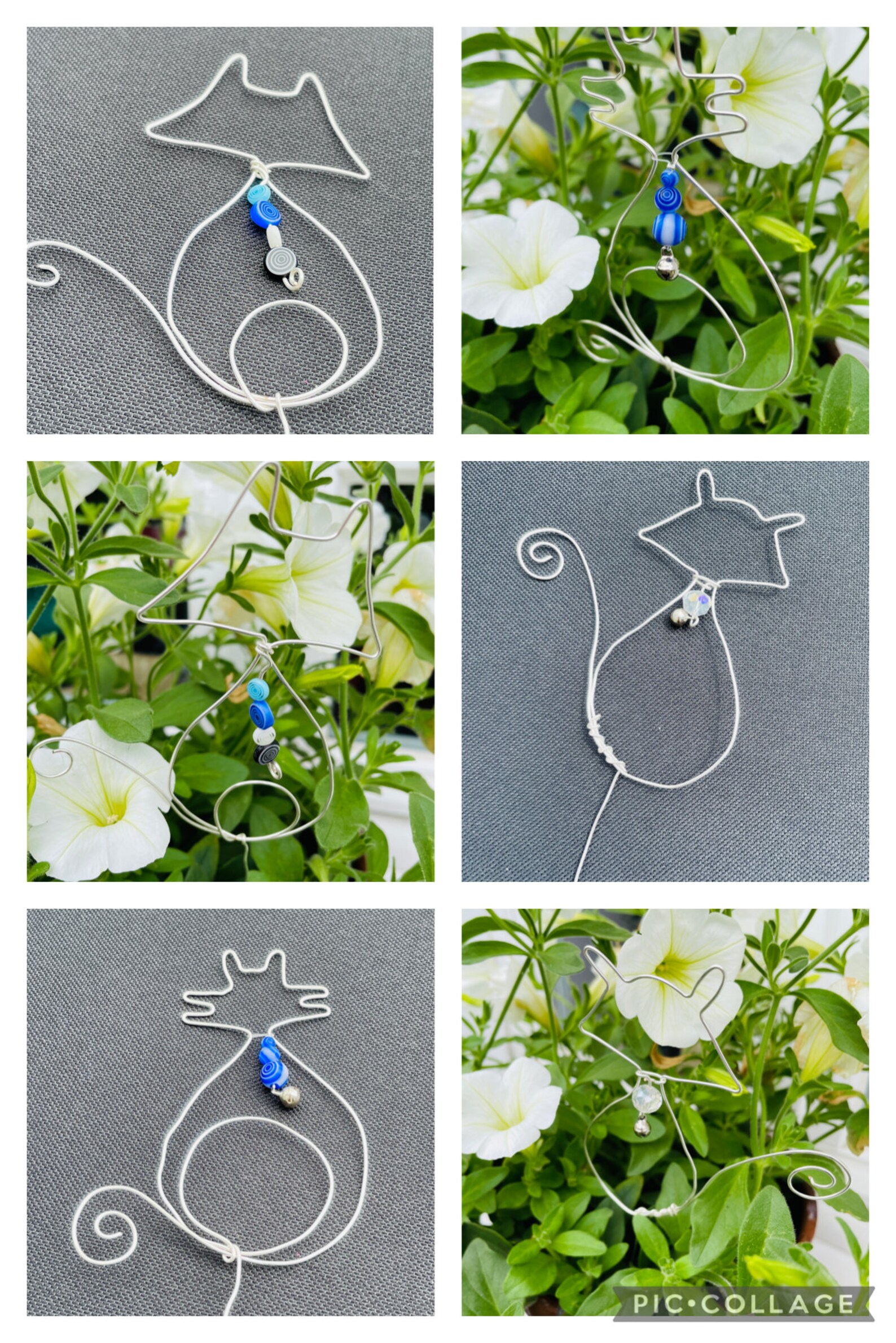 Draht Katze mit Glasperlen Blumenstecker Gartenstecker Etsy