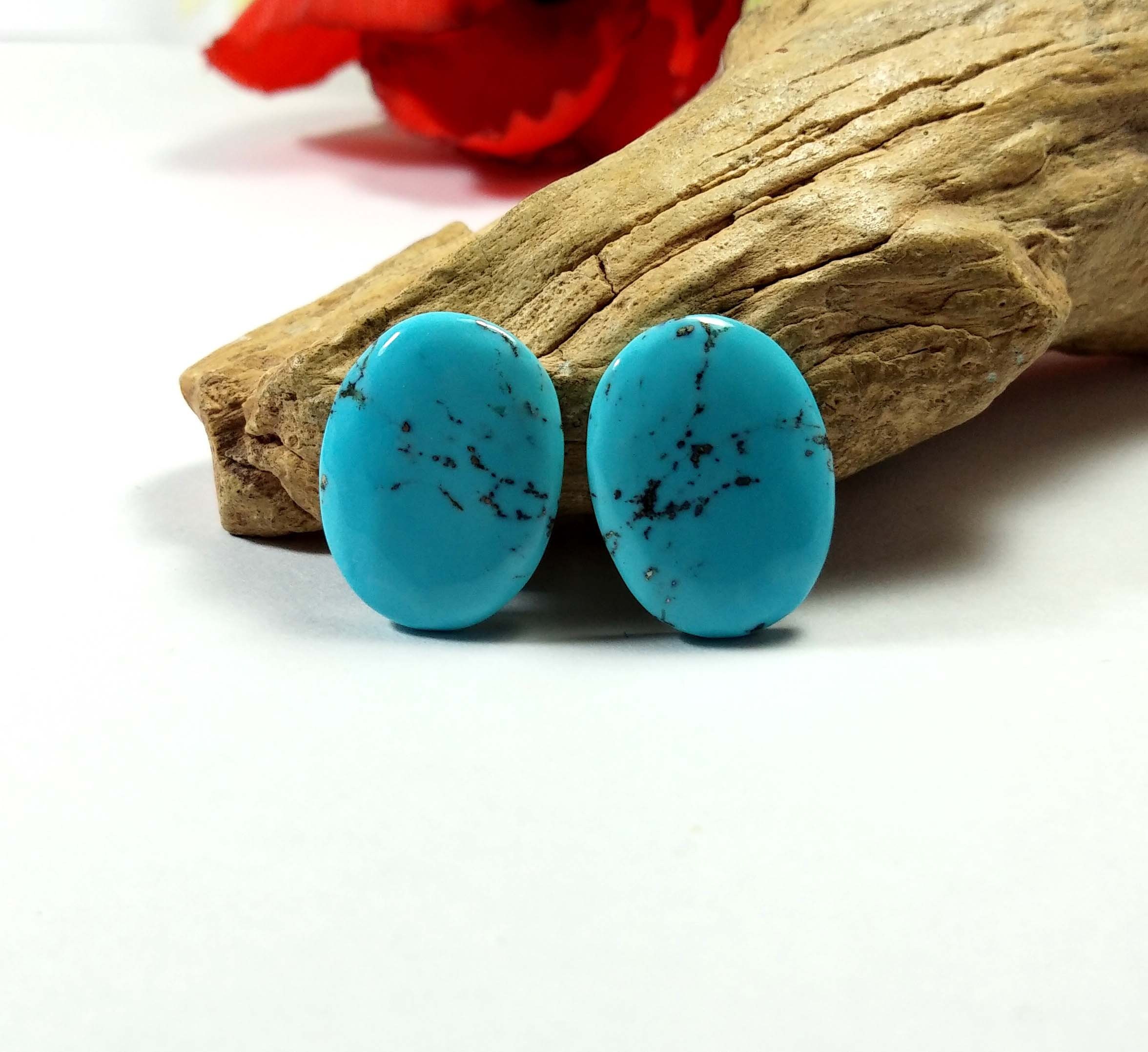 11.76 Cts Beautiful Arizona Turquoise Pair Cabochon Oval Shape Matching Pair Wire Wrapping Earring Jewelry Good Quality Arizona Turquoise