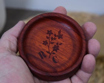 Personalized Padauk Wood Ring Dish, Engagement Gift