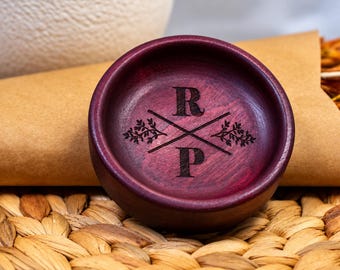 Personalized Purple Heart Wood Ring Dish, Engagement Gift