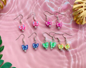 Dangle butterfly earrings, pearl earrings, dangle earrings, butterfly jewelry