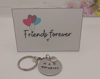 Friends Forever Gift, Friends Personalised Initial Keyring, Personalised friends Gift, Friends gift card, BFF gift, Besties keyring