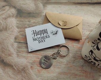 Goth mum keyring & card for alternative mothers day gift, Emo gifts for moms, Gothic mother keyring present, Gothic gift card