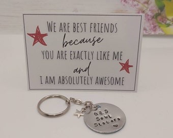 Friends Personalised Initial Keyring, Personalised friends Gift, Friends gift card, BFF gift, Besties keyring, Funny gift for friends