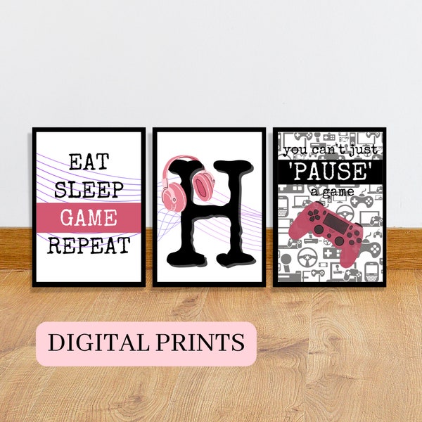 Personalised Gamer Girl Wall Art, You cant just pause a game print, Tween Bedroom Decor, Gaming Artwork Poster, Digital Download