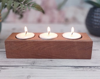 Mahogany Wooden tealight holder, 5th Wedding Anniversary, New house gift, Housewarming present, Fireplace decor, Gift for mum, Cosy Home