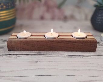 Wooden Tealight holder, Wooden decor for home, Moving in present, Housewarming gift, Fathers Day gift, Walnut Decor, Wedding Love Gift