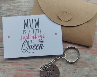Mothers Day Queen Gift, Mum keyring and keepsake card, Ma gift for Mothers day, Best Mom Ever, New mommy gift keychain, Love you mum gift