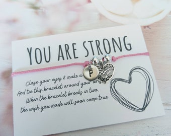 You are strong Personalised Wish Bracelet, Letter box gift, Mindfulness gift, Inspirational bracelet for friend, Friendship bracelet