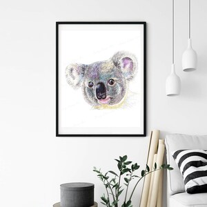 Digital Koala Print, Koala Wall Art, Koala Decor Wall, Koala Home Decor, Koala Painting, Digital Art Print, Digital Prints