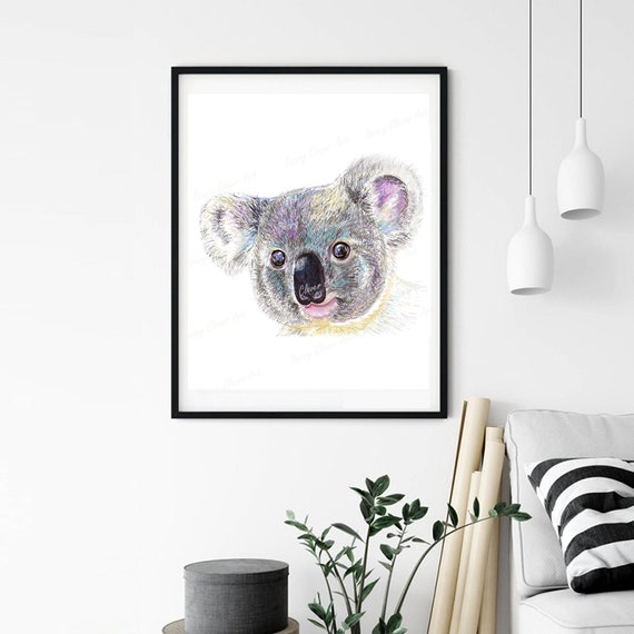 Digital Koala Print, Koala Wall Art, Koala Decor Wall, Koala Home Decor, Koala Painting, Digital Art Print, Digital Prints