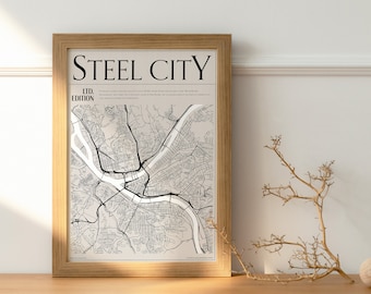 Pittsburgh Art Bundle | 4 High Resolution PDFs | INSTANT DOWNLOAD | Pittsburgh Steelers | Pittsburgh Map | Pittsburgh Penguins | PGH