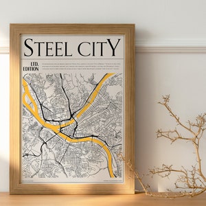 Pittsburgh Wall Art Bundle | 4 High Resolution PDFs | INSTANT DOWNLOAD | Pittsburgh Steelers | Pittsburgh Map | Pittsburgh Penguins | PGH