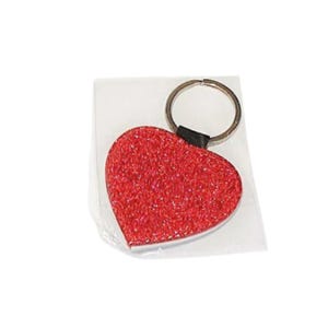 Glitter Pink Heart Sublimation Keychain Blanks - Polyurethane Leather